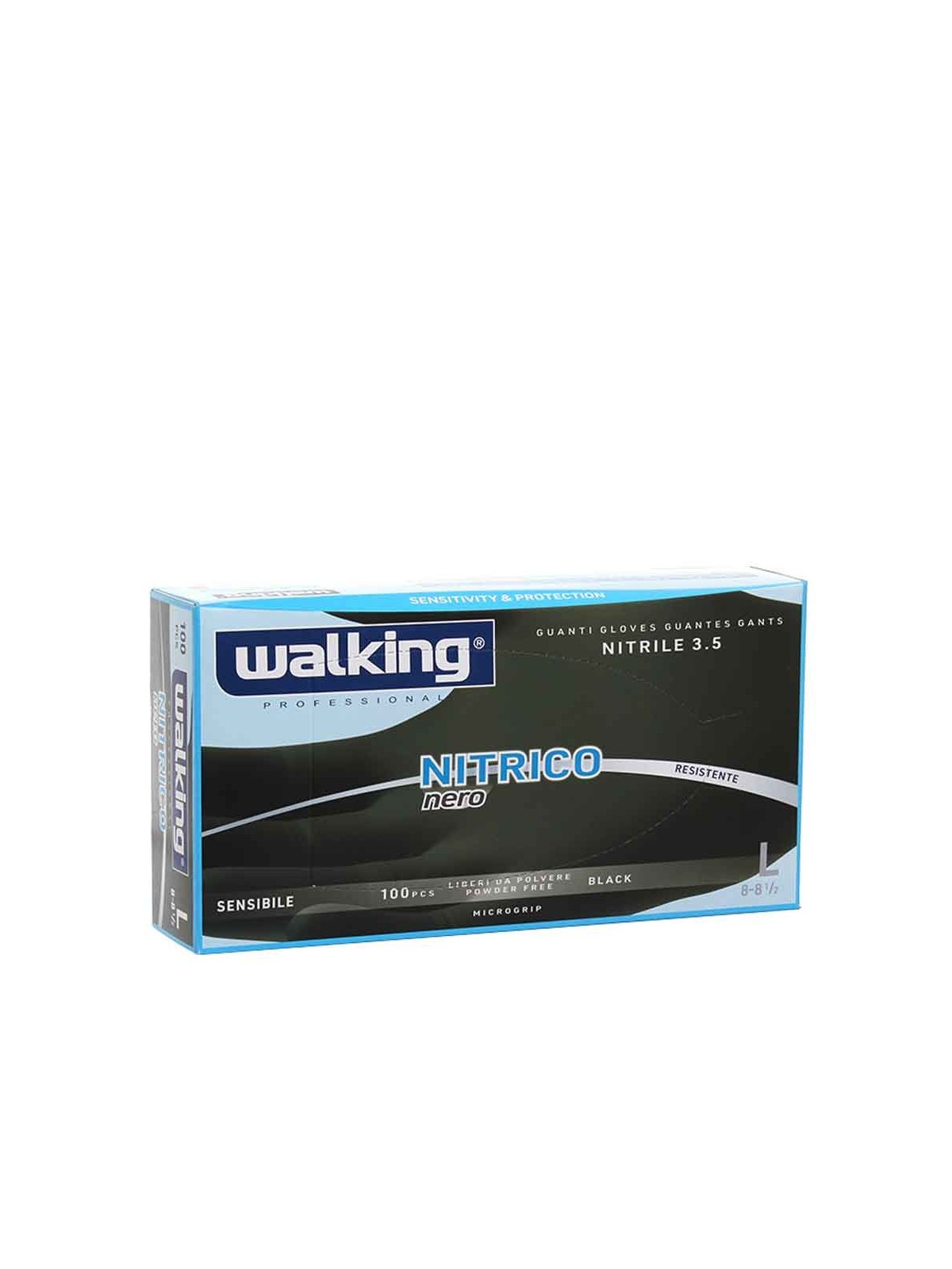 Guanti in nitrile neri taglia L Walking Professional conf. 100pz