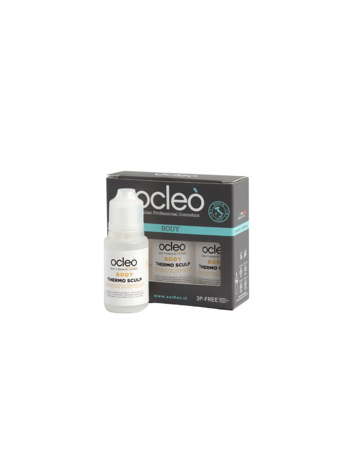 Siero concentrato termogenico ad effetto caldo riducente Ocleò Thermo Sculp body 3x15ml