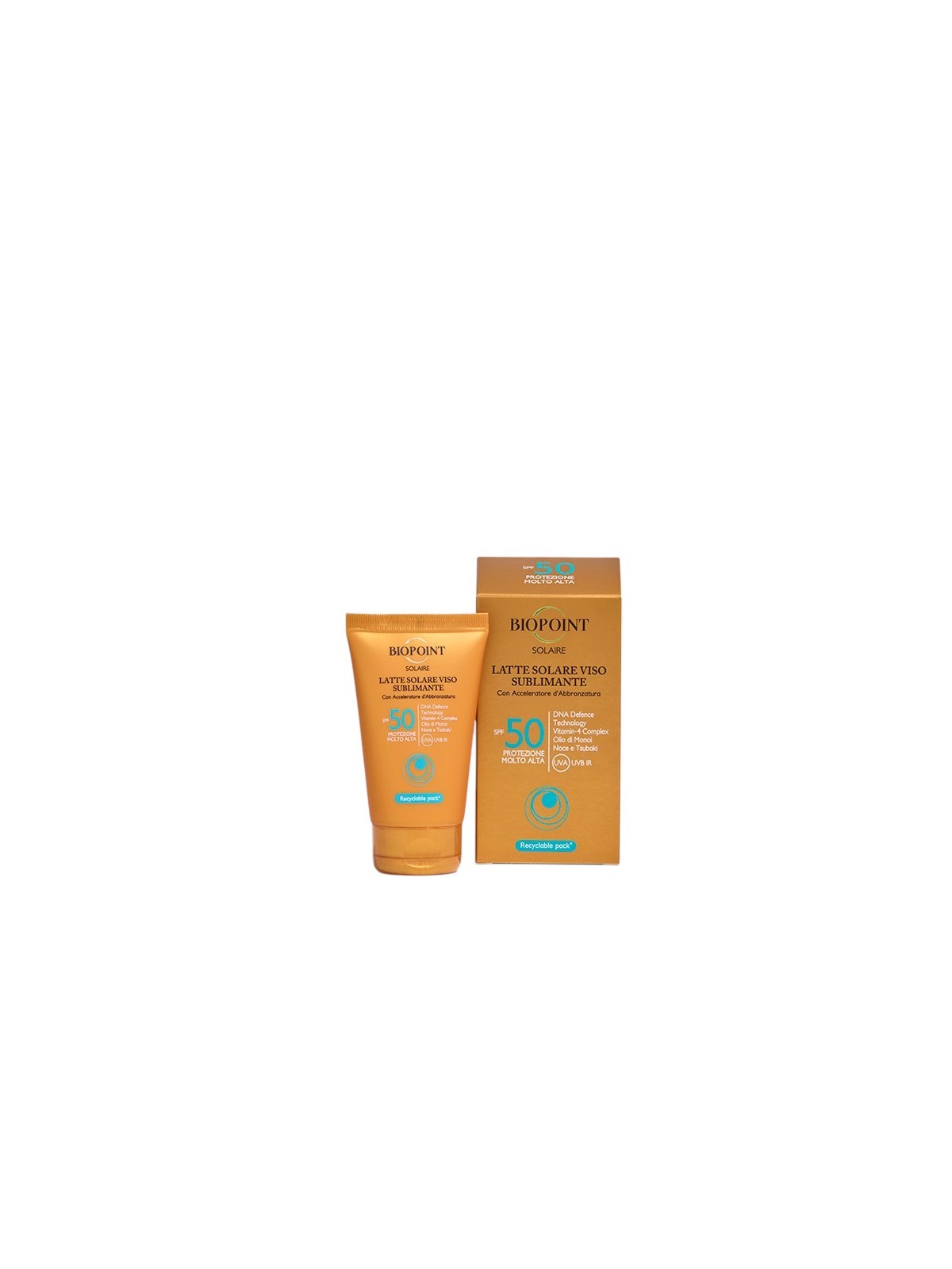 Latte protezione solare viso sublimante SPF50+ Biopoint 50ml