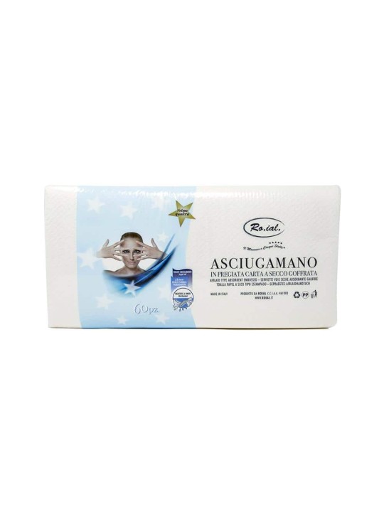 Asciugamano in pregiata carta a secco goffrata Ro.ial 60pz